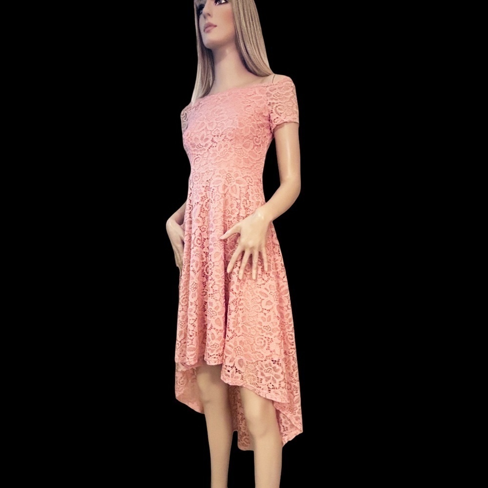Dressystar Lace Cocktail Dress Hi-Lo Off Shoulder Bridesmaid Swing Formal Party